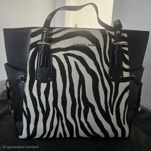 Michael Kors Black and White Zebra Print Tote Bag